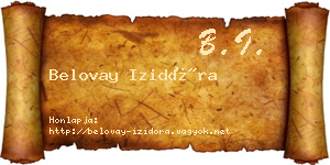 Belovay Izidóra névjegykártya